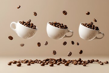 Poster - Coffee Beans and Cups - A Beautiful Coffee Scene