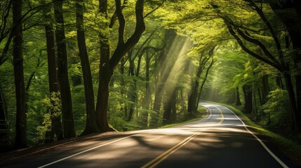 Wall Mural - dappled road through trees