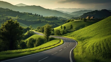 Wall Mural - trees road in distance