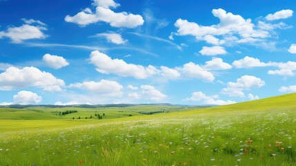 Wall Mural - field blue sky and ground