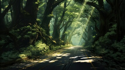 Wall Mural - sunlight road above