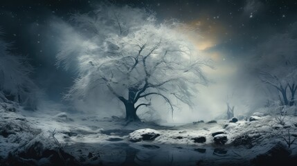 Wall Mural - nature tree with snow