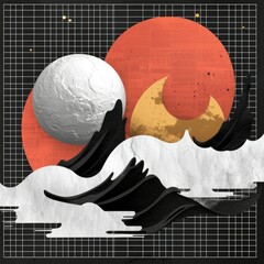 Wall Mural - celestial waves abstract lunar and solar design