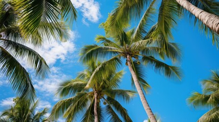 Wall Mural - fronds tall palm trees