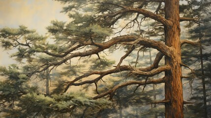 Poster - painting pine tree art