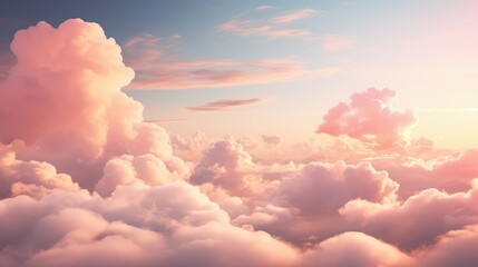 Poster - hues light pink clouds