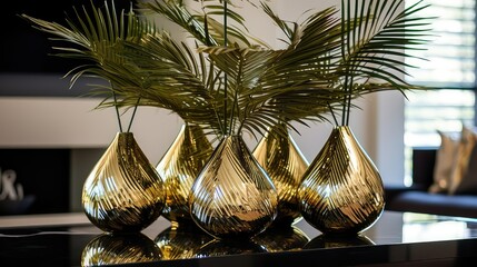 Wall Mural - vase gold palm leaf