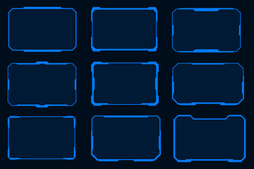 Wall Mural - hud screen futuristic digital interface contol panel. blue frame technology.