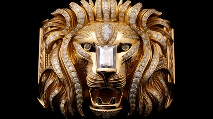 Wall Mural - diamonds golden lion head