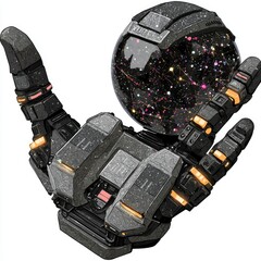 Wall Mural - robotic hand holding a universe in a sphere