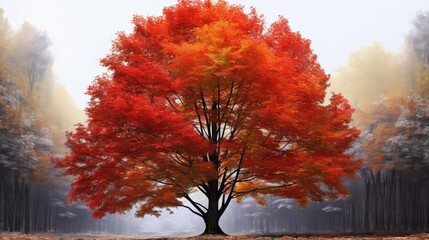 Wall Mural - red forrest tree