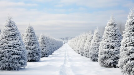 Wall Mural - fresh tree farm snow