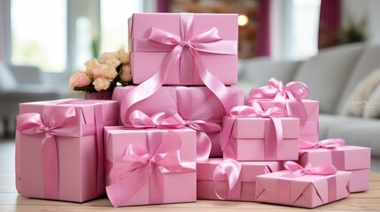 Wall Mural - sizes gift box pink