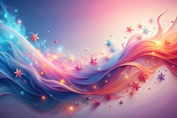 Wall Mural - Celestial Swirls of Color and Light, Embellished with Sparkling Stars in a Dreamlike Composition