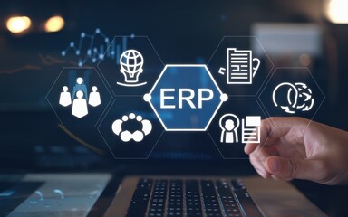 Enterprise resource planning system interface over a laptop keyboard