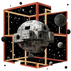 Wall Mural - space station in a geometric cosmic frame