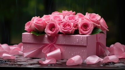 Poster - roses gift pink