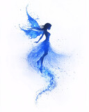 blue fairy silhouette with sparkling wings and dress