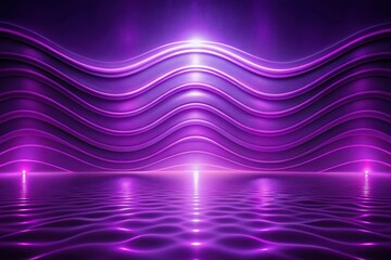 Wall Mural - Abstract Purple Wave Reflections A Serene Digital Composition Featuring Undulating Patterns and Glowing Lights