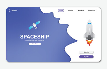 Wall Mural - landing page template with startup concept. web design template. development technology. vector illu
