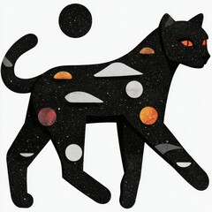 Wall Mural - celestial cat a cosmic feline silhouette