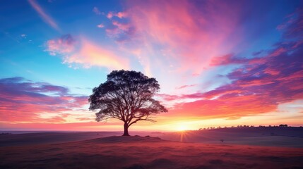 Canvas Print - blend pink and blue sky