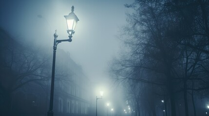 Canvas Print - depth street light fog