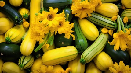 Poster - market yellow squash and zucchini