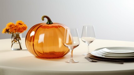 Wall Mural - modern table pumpkin background