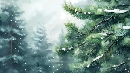 Canvas Print - snow pine tree illustration