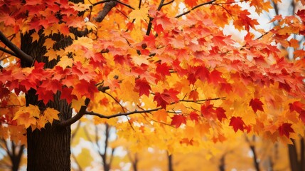 Wall Mural - foliage fall leaves background