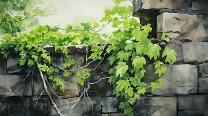 Wall Mural - vine water color greenery