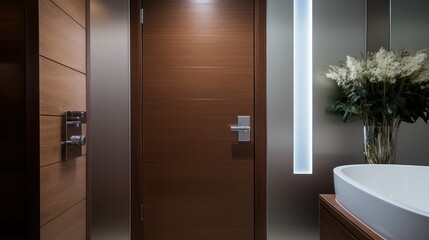 Wall Mural - wooden bathroom door