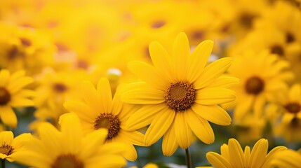 Wall Mural - close yellow field flowers