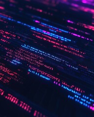 neon digital code stream: abstract cyberpunk background.