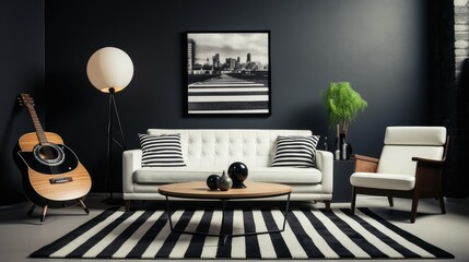 Poster - striped black brick wall