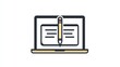© lestari - Laptop screen writing, note-taking, online education, simple background, website icon
