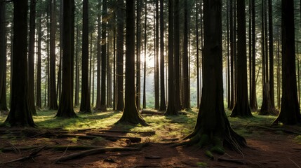 Poster - trunks cedar trees