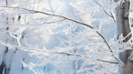 Poster - frost birch trees winter