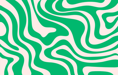 Fototapete - Abstract horizontal monochrome background with dynamic waves. Trendy vector illustration in style retro 60s, 70s. Beige and green colors
