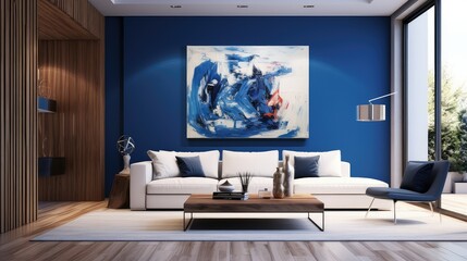 Wall Mural - contrast blue wood wall