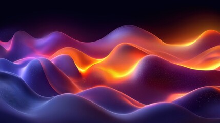 Wall Mural - Abstract glowing waves, digital art, dark background, website design