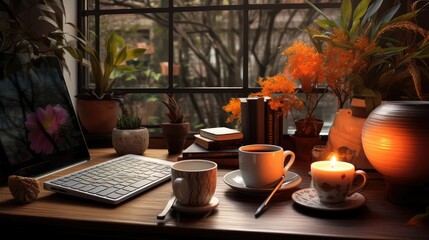 Canvas Print - cozy photographer desk