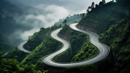 Poster - mountainous blurred road