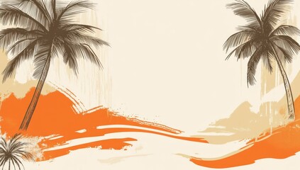 Tropical Palm Trees Sunset Beach Background Design