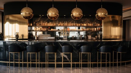 Wall Mural - stools black bar