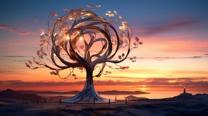 Canvas Print - glowing wind tree