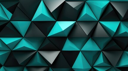 Wall Mural - triangles teal and black background