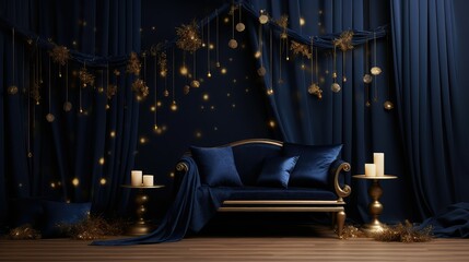 Wall Mural - glamour navy and gold background