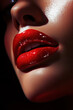 © TP71 - Passion and mystery: Dark glamour with radiant lips in a high-fashion close-up